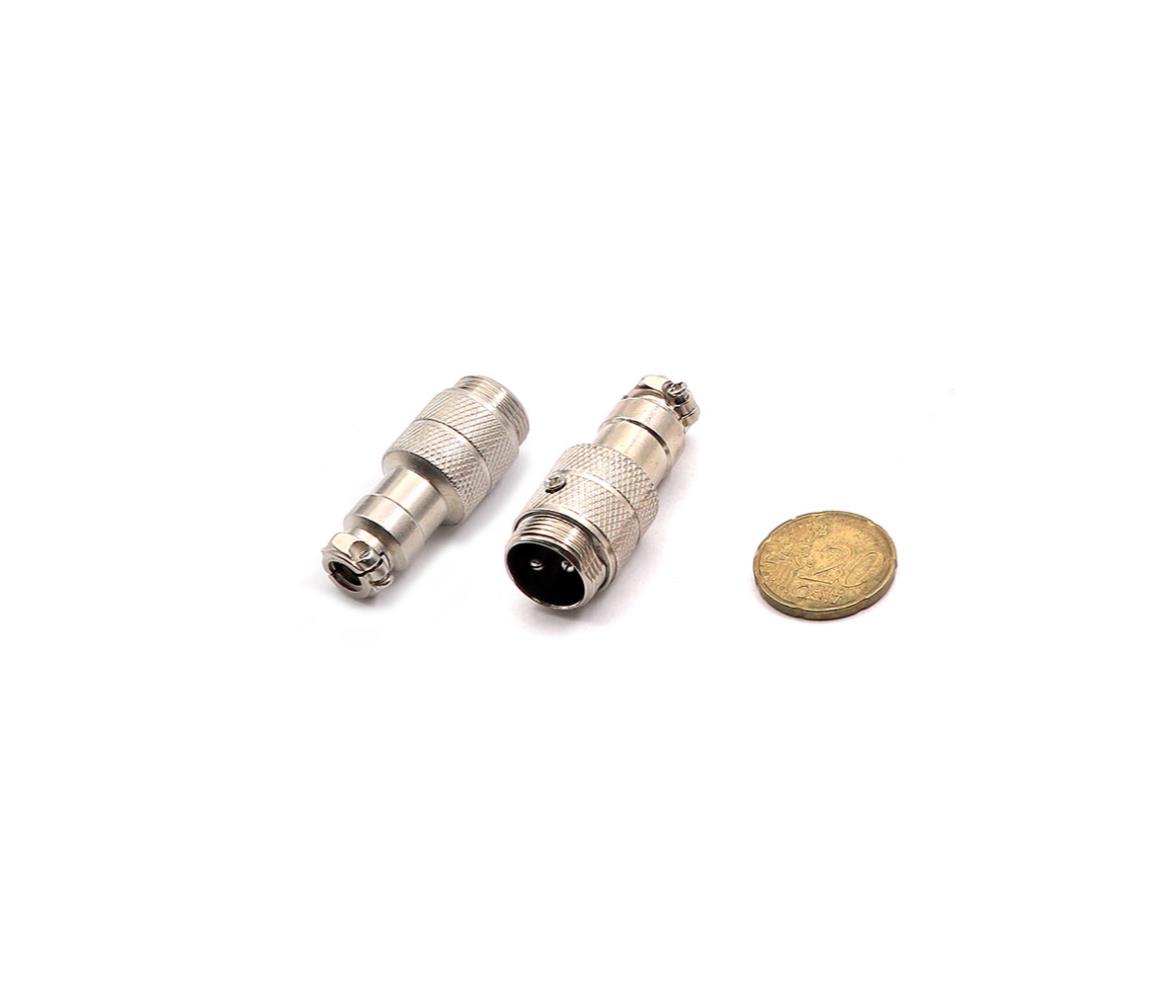 Circular Plug Aviation Connector 2-Pin Male 16mm Cable Mount