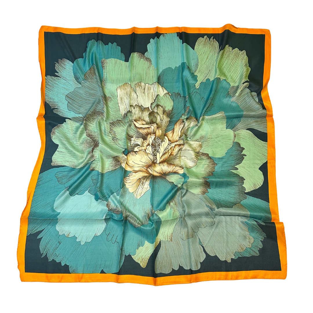 Céladon Scarf Oversized Floral Design 90x90 cm