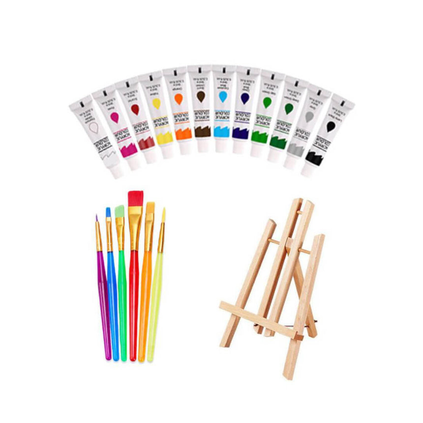 Portable kids acrylic painting kit with canvas