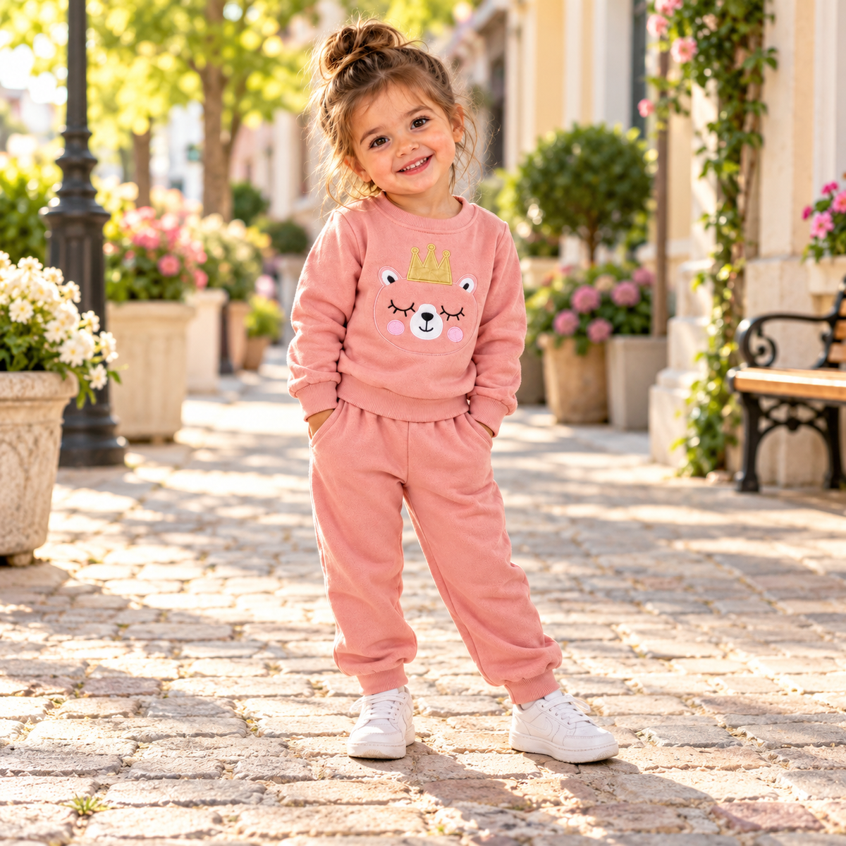Girls Princess Bear Warm Fleece Outfit Set 6-24M