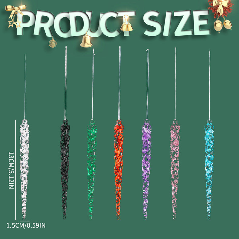Transparent Crystal-Look Christmas Icicle Ornaments 12 Pcs