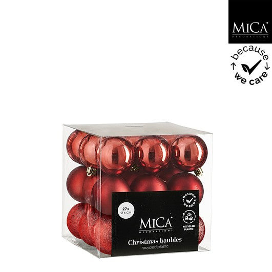 Bauble Unbreakable Red 27 Pieces