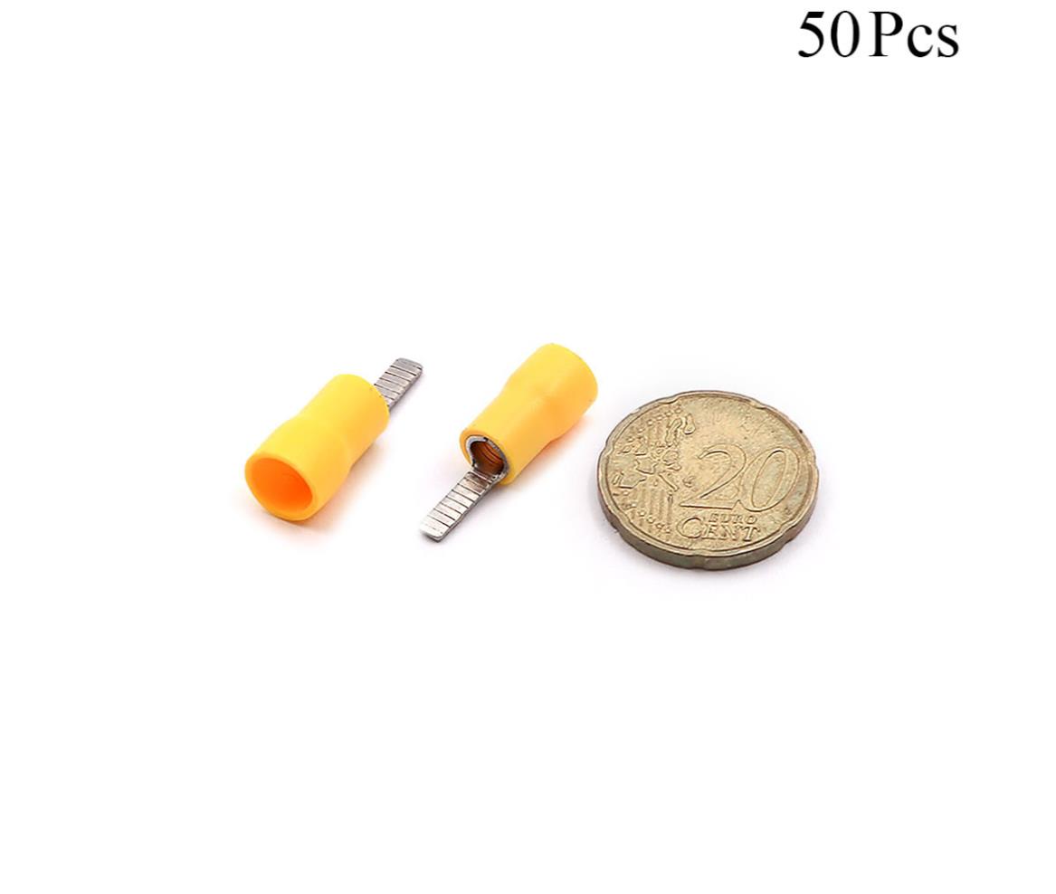 Cable Lugs Insulated - DBV5.5-10 - Flat Blade - 4-6mm - Yellow - 50 Pcs
