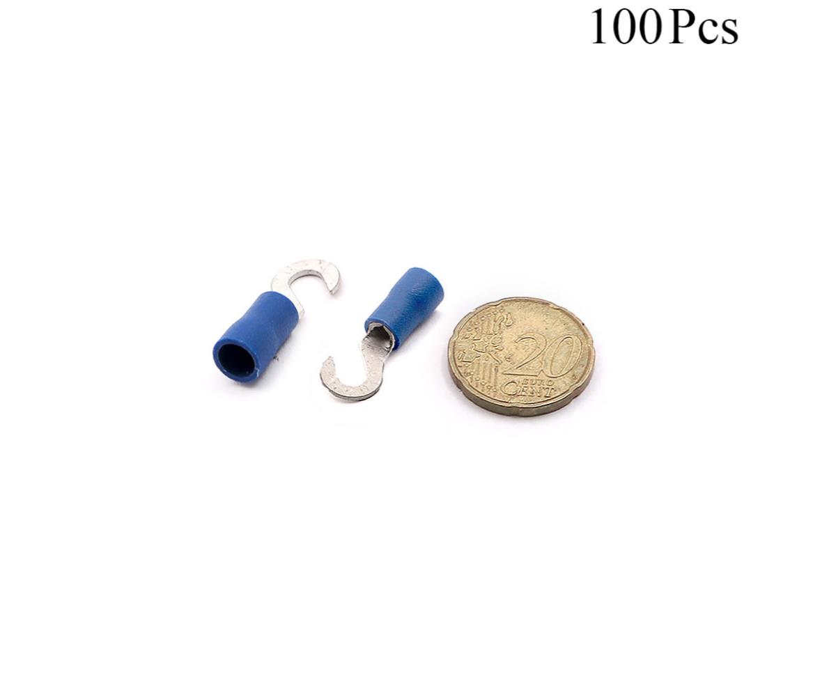 Cable Lugs Insulated - HV2-4 - Hook - 1.5-2.5mm - Blue - 100 Pcs