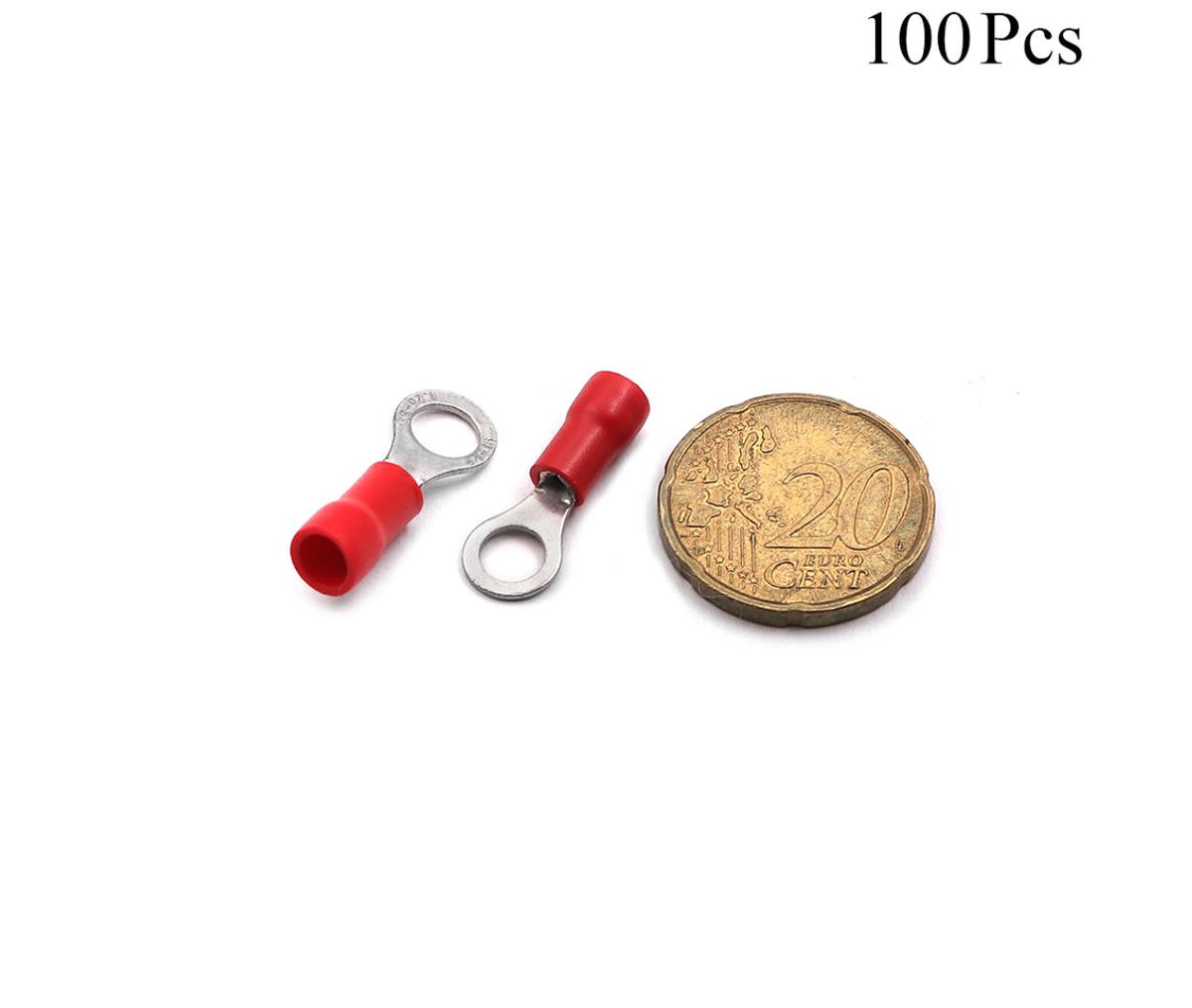 Cable Lugs Insulated - RVS1.25-5 - Ring - 0.5~1.5mm - Red - 50 Pcs