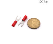 Cable Lugs Insulated - SV1.25-4M - Fork - 0.5~1.5mm - Red - 100 Pcs