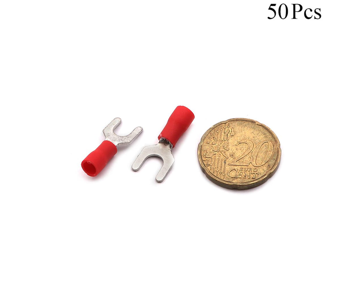 Cable Lugs Insulated - SV1.25-5 L - Fork - 0.5~1.5mm - Red - 50 Pcs