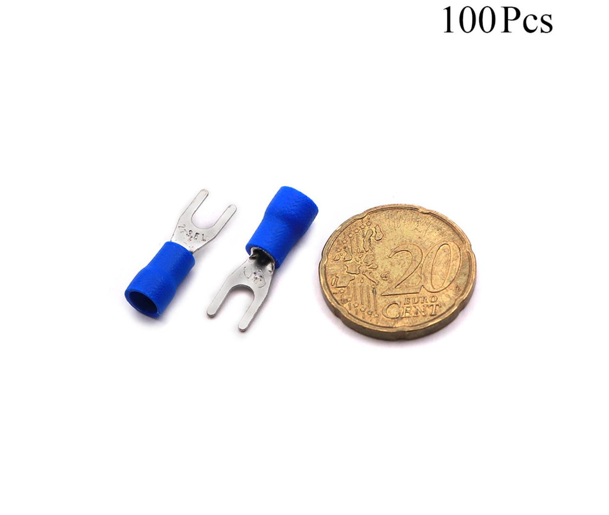Cable Lugs Insulated - SV2-3.7 L - Fork - 1.5~2.5mm - Blue - 50 Pcs
