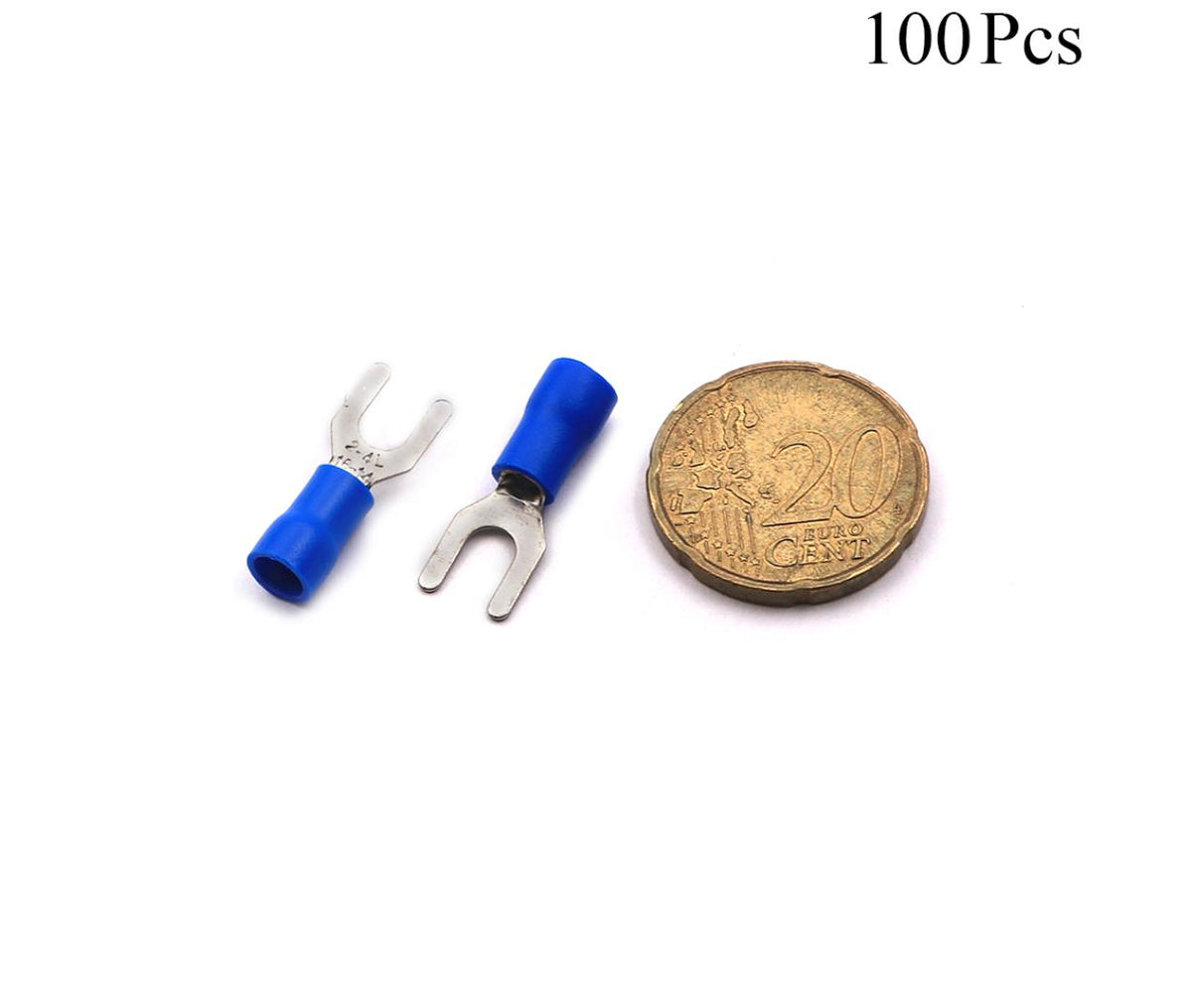 Cable Lugs Insulated - SV2-4 L - Fork - 1.5~2.5mm - Blue - 100 Pcs