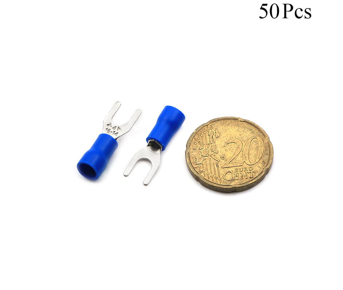 Cable Lugs Insulated - SV2-4M - Fork - 1.5~2.5mm - Blue - 50 Pcs