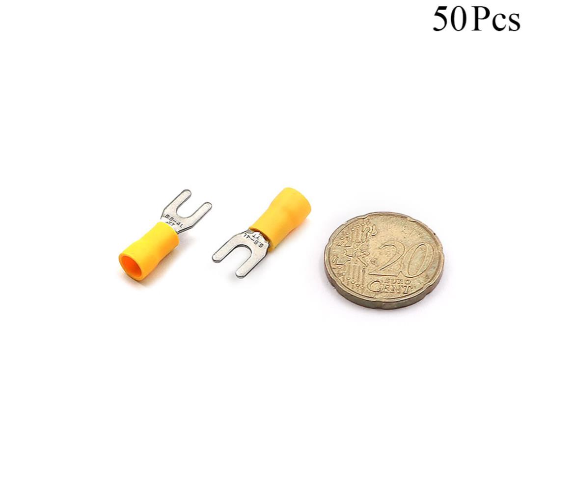 Cable Lugs Insulated - SV5.5-4 - Fork - 4~6mm - Yellow - 50 Pcs