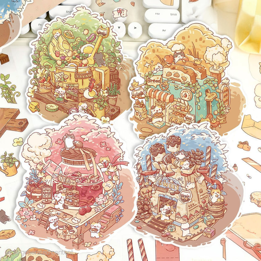 4 different diy PET Sticker set sceneries 