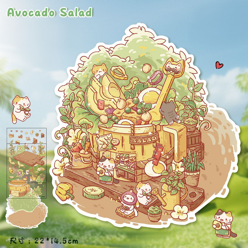 avocado salad diy PET sticker scenery