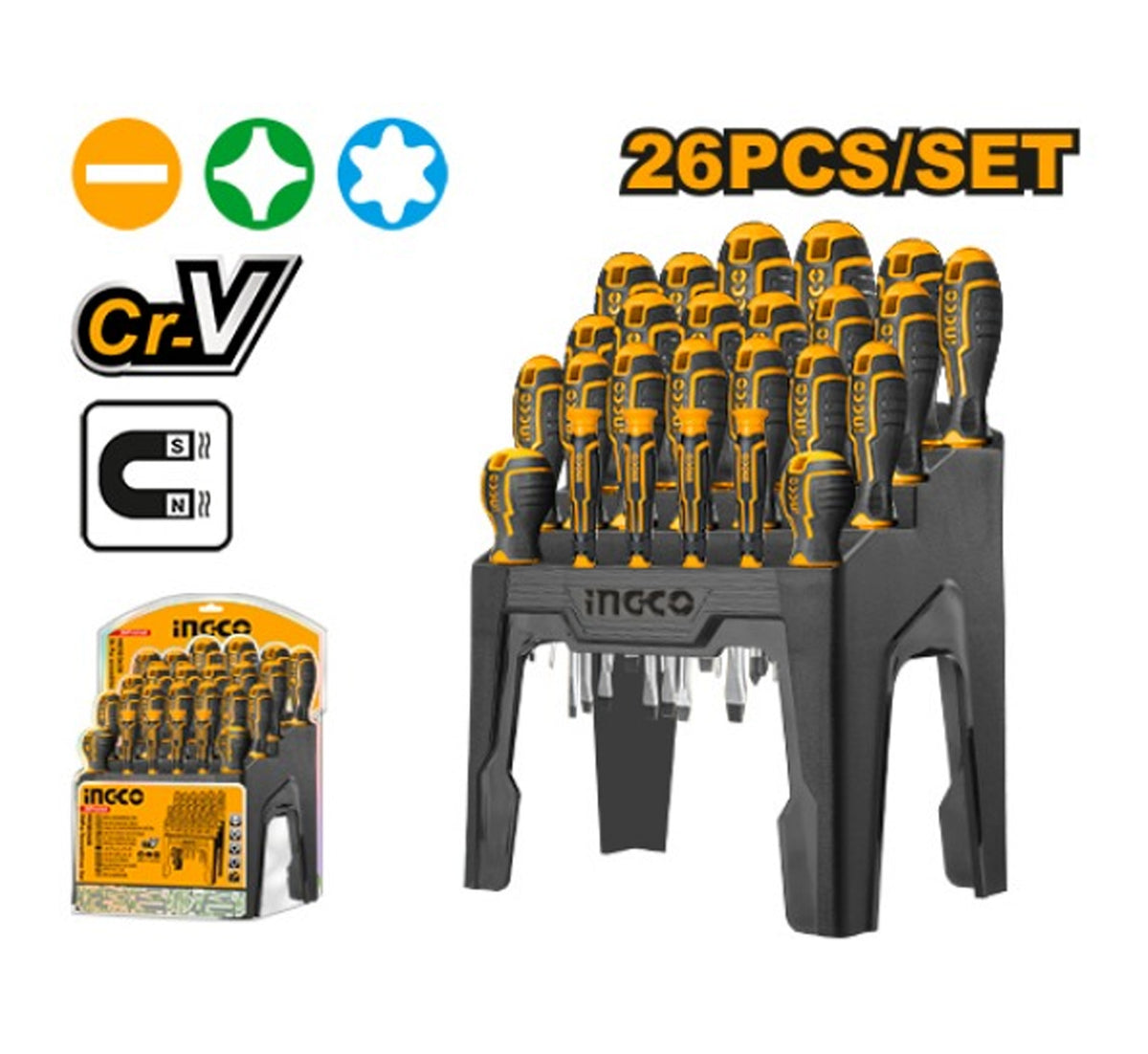 INGCO 26 Pcs screwdrivers set with table stand