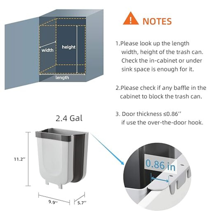 10L Foldable Kitchen Waste Bin