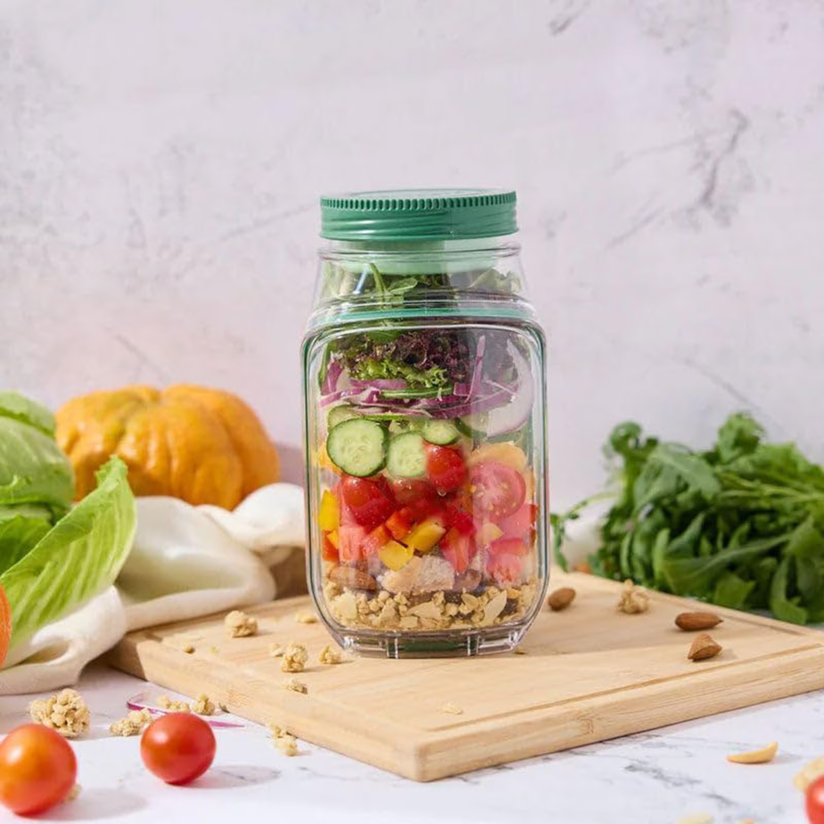Portable Salad Shaker Cup with Leakproof Jar