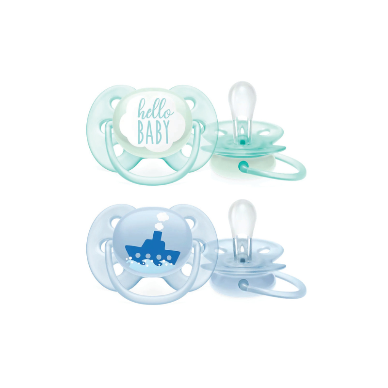 2 deco ultra soft soothers - 0-6m boy (SCF222/01)