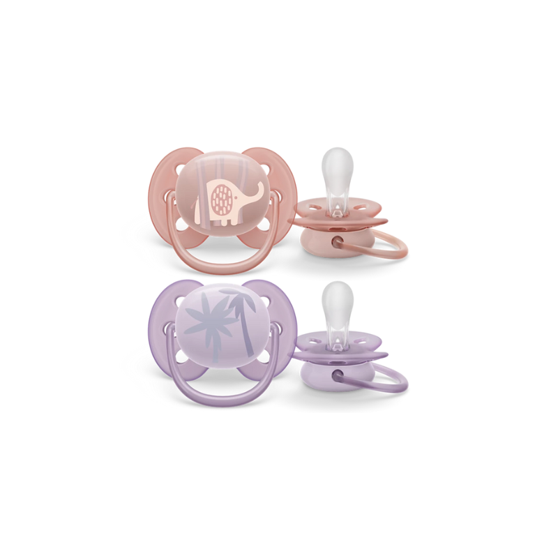 2 deco ultra soft soothers - 0-6m girl (SCF091/09)
