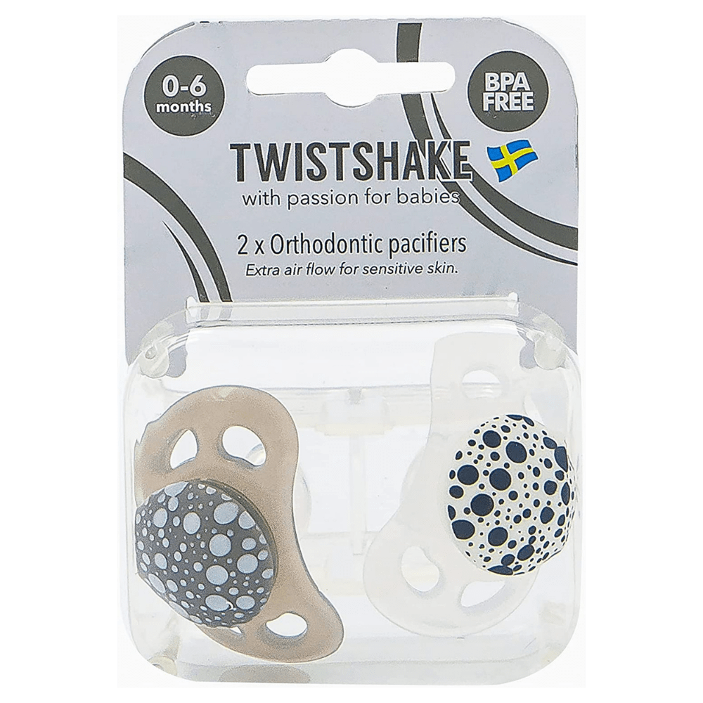 The German Outlet, Twistshake, 2x Baby's Dummy Grey & White, 2x Baby's Dummy Grey & White