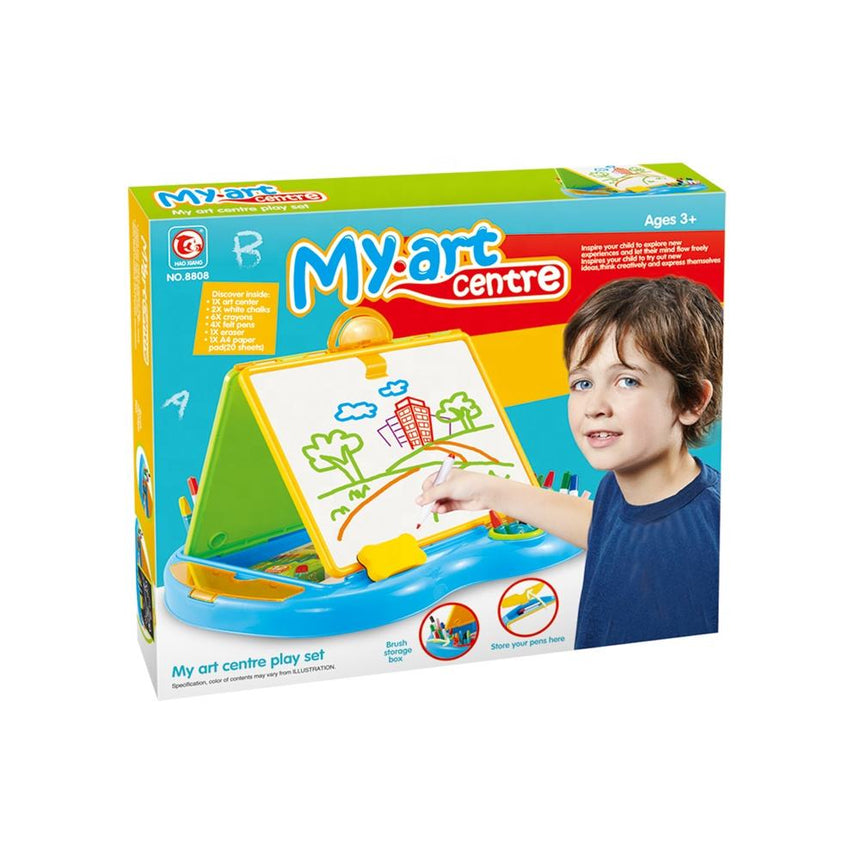 3-in-1 Kids Drawing Desk with Chalkboard, Whiteboard & A4 Paper