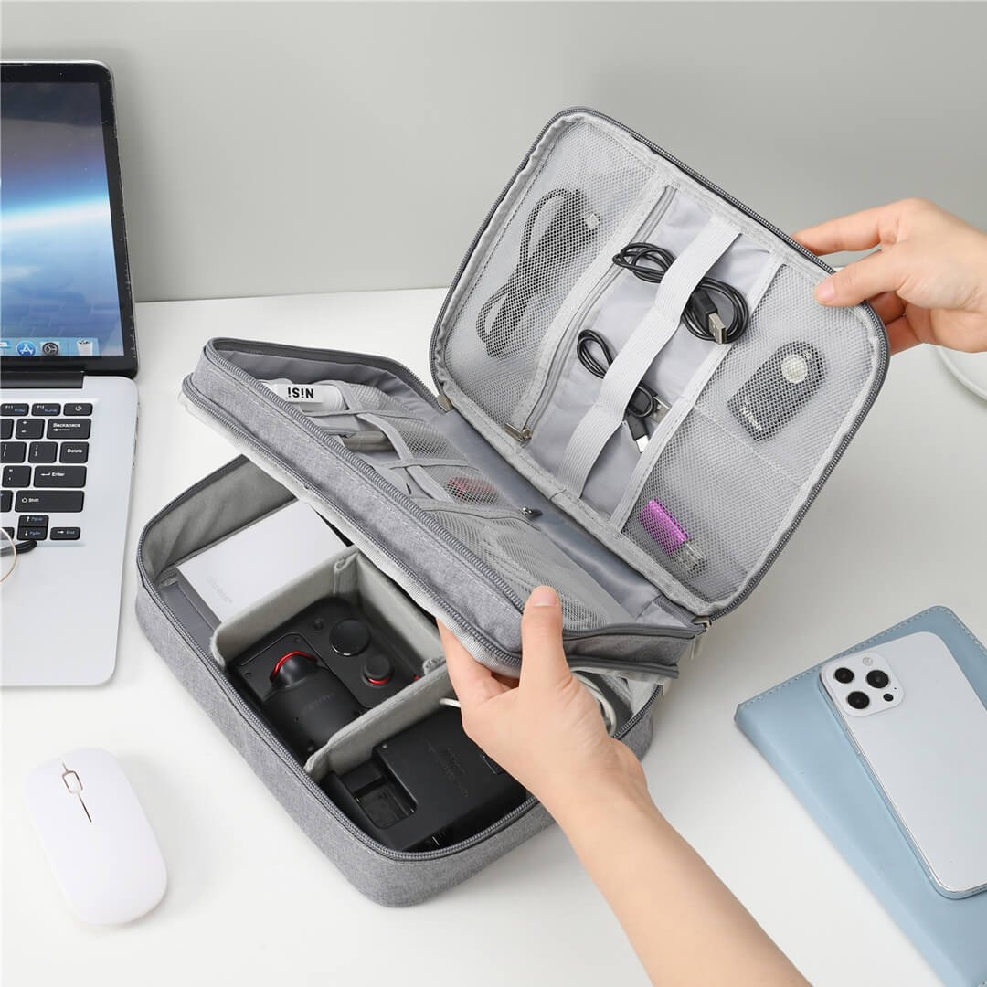 Portable gadget organizer with multiple pockets