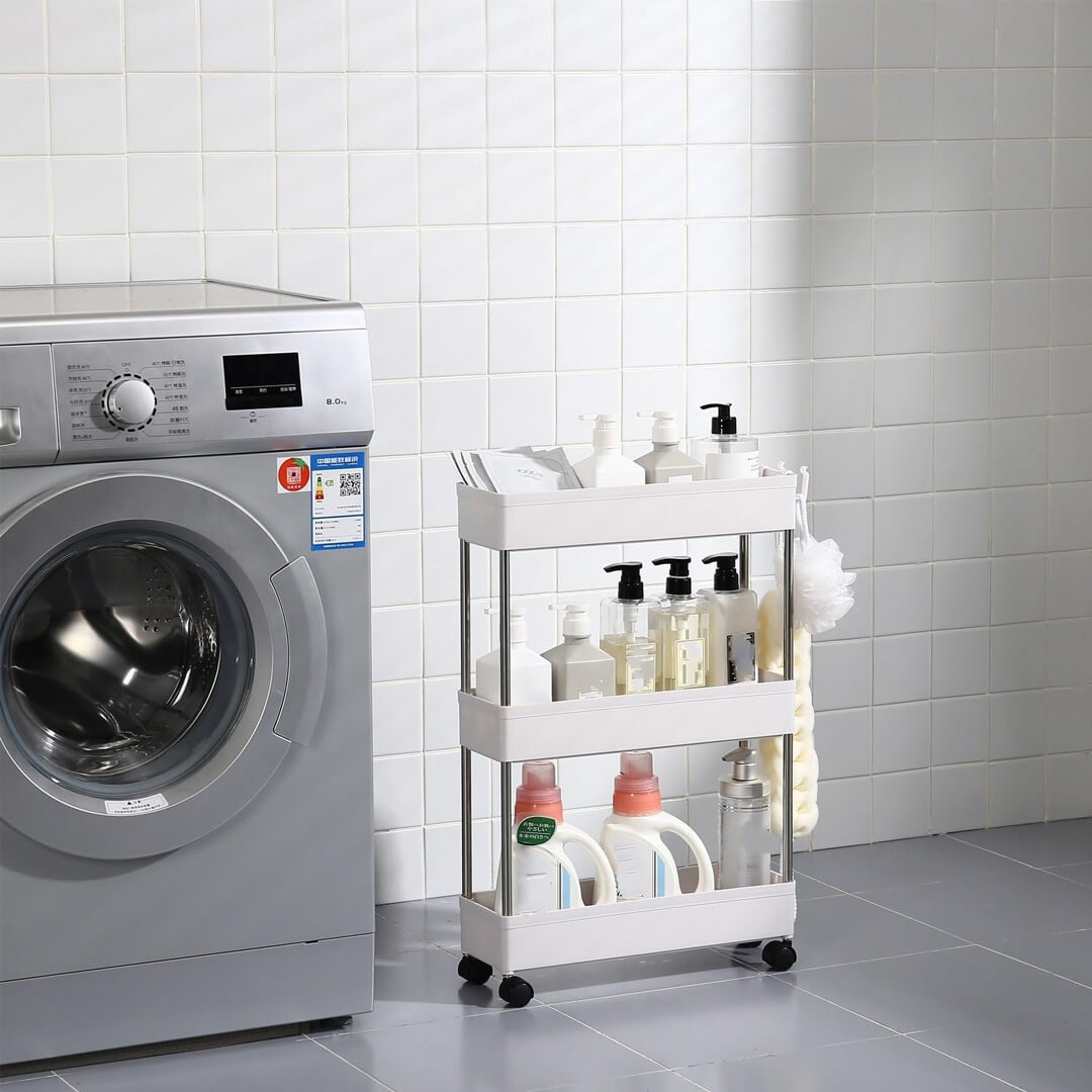Movable cart for organizing toiletries and cleaning supplies