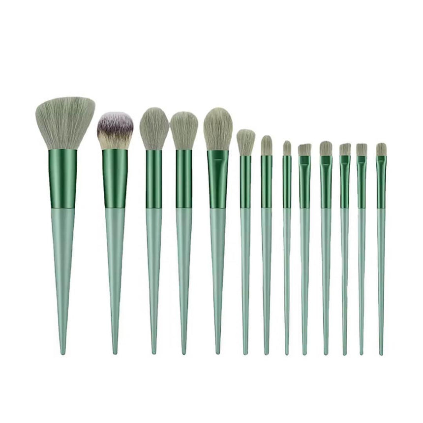 13 Pieces Makeup Brushes Full Set with Bag - Green