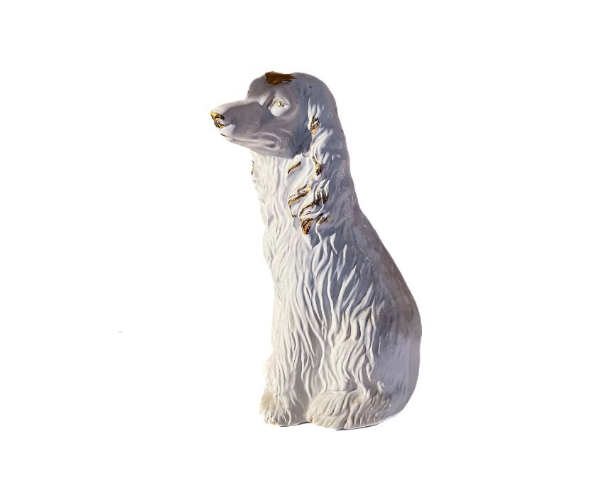 Dog Sculpture in White Porcelain