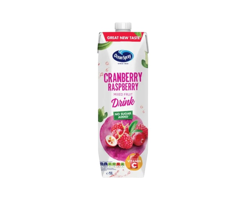 Ocean Spray Cranberry & Raspberry No Sugar Added Juice 1 L