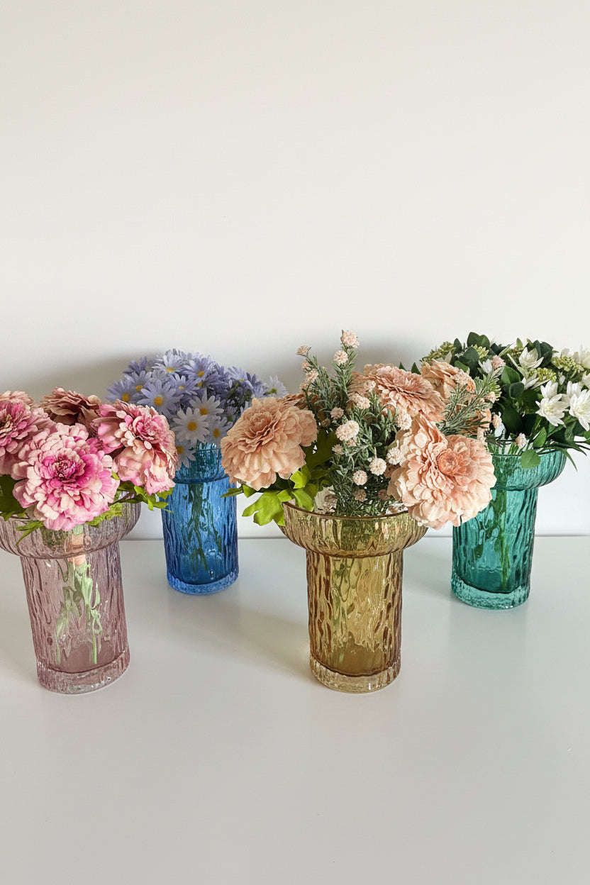 Ribbed Wide Glass Vase