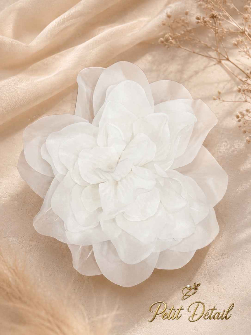 Handmade Ivory Organza Peony Flower – 18 cm Petit Détail Lebanon