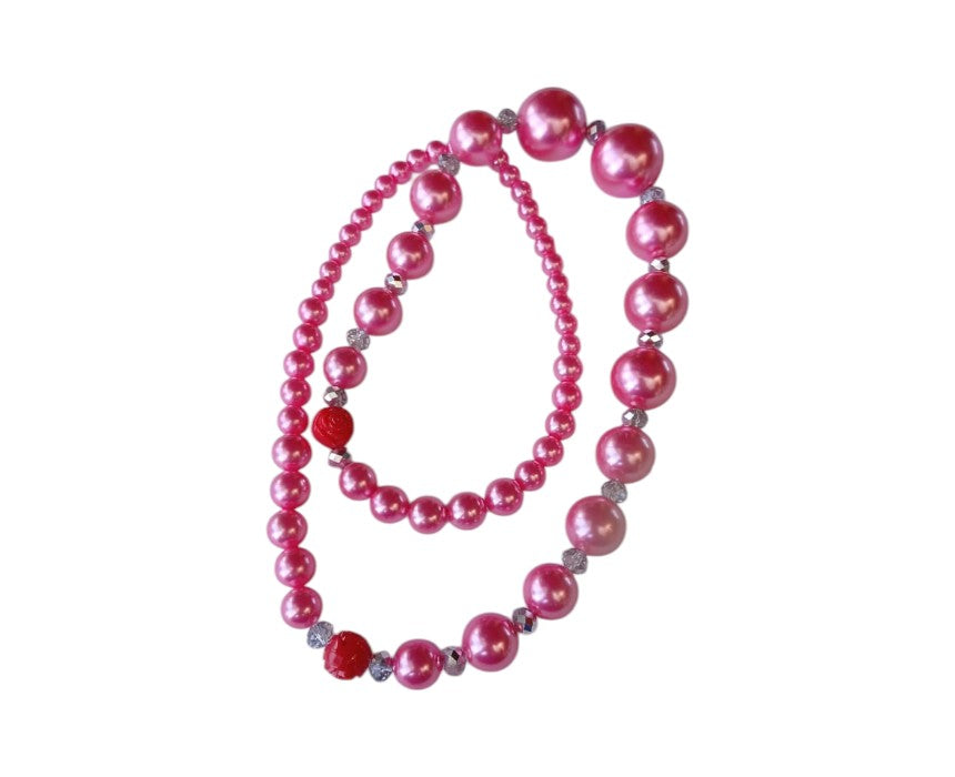 Dark Pink Pearl Necklace