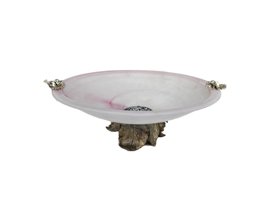 Italian Murano Glass Bowl Pink White