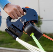 Double Retractable Dog Leash 360 with poop holder and LED light