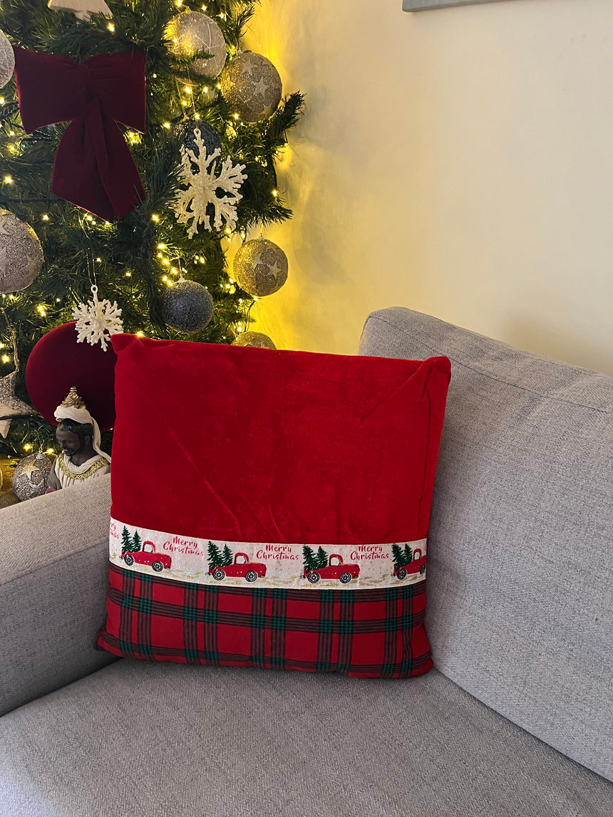 Christmas Cars Cushion With Filling
