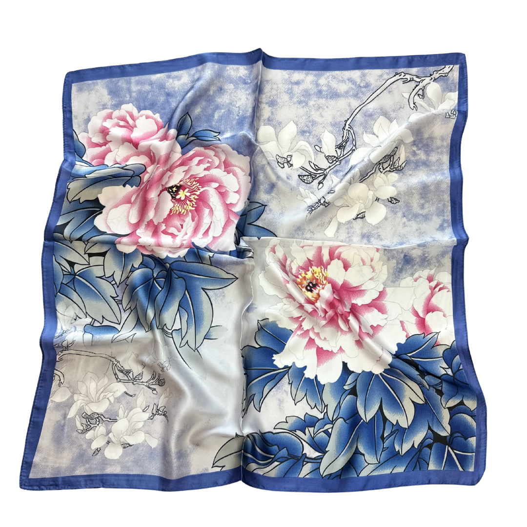 Les Roses d’Azur Scarf Blue