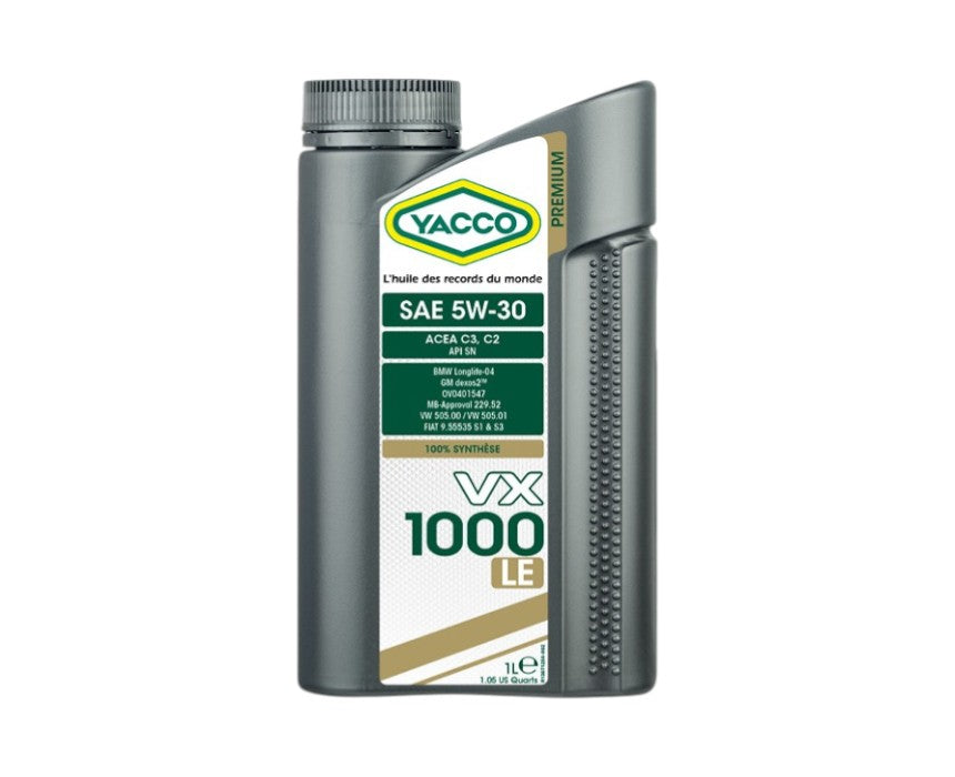 Yacco VX 1000 LE 5W30 Synthetic Engine Oil - 1 L - Made in France