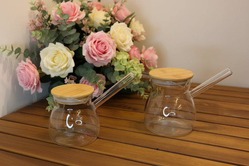 Glass Coffee Pot with wooden cover