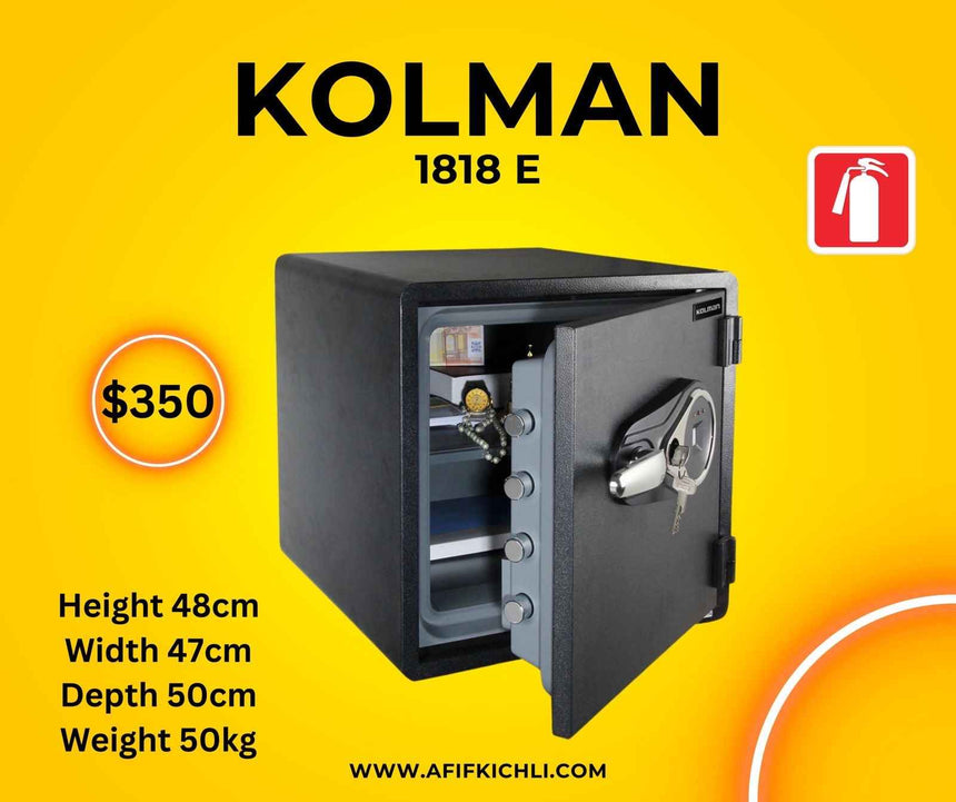 KOLMAN 1818E Fireproof Safe – Electronic Pin or Key Access, 6 Locking Bolts