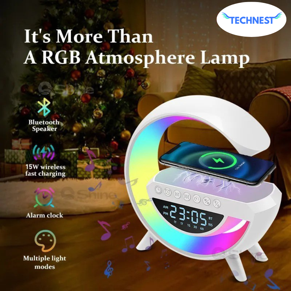 LED Atmosphere Lamp with Clock and Speaker