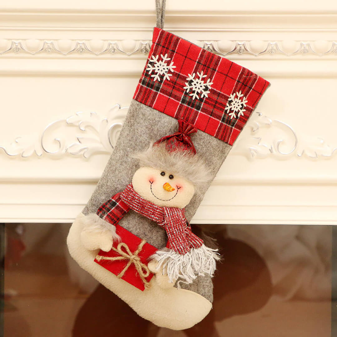Christmas stocking featuring a 3D snowman design