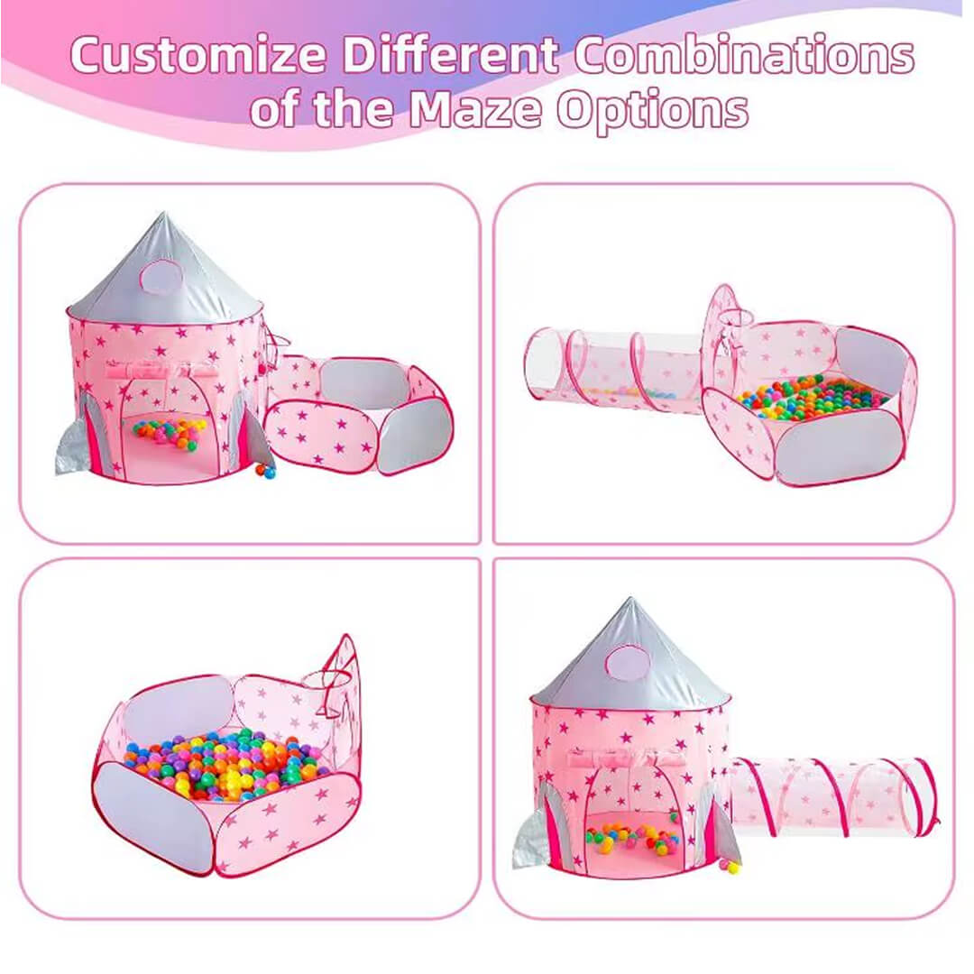 Easy setup tent and tunnel set with ball pit for kids