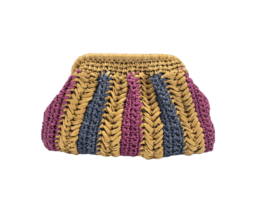 The Recta Tricolor Raffia Clutch Bag