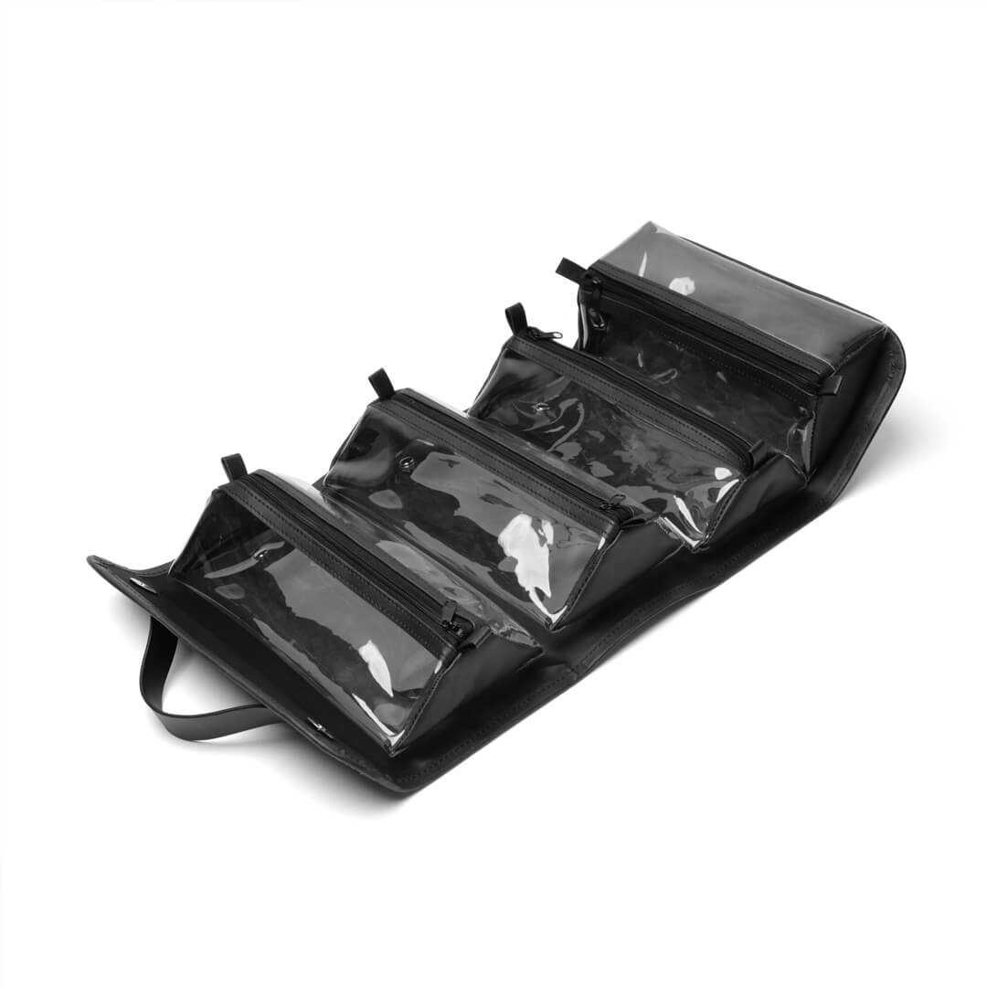 Detachable compartment organizer for cosmetics, black color