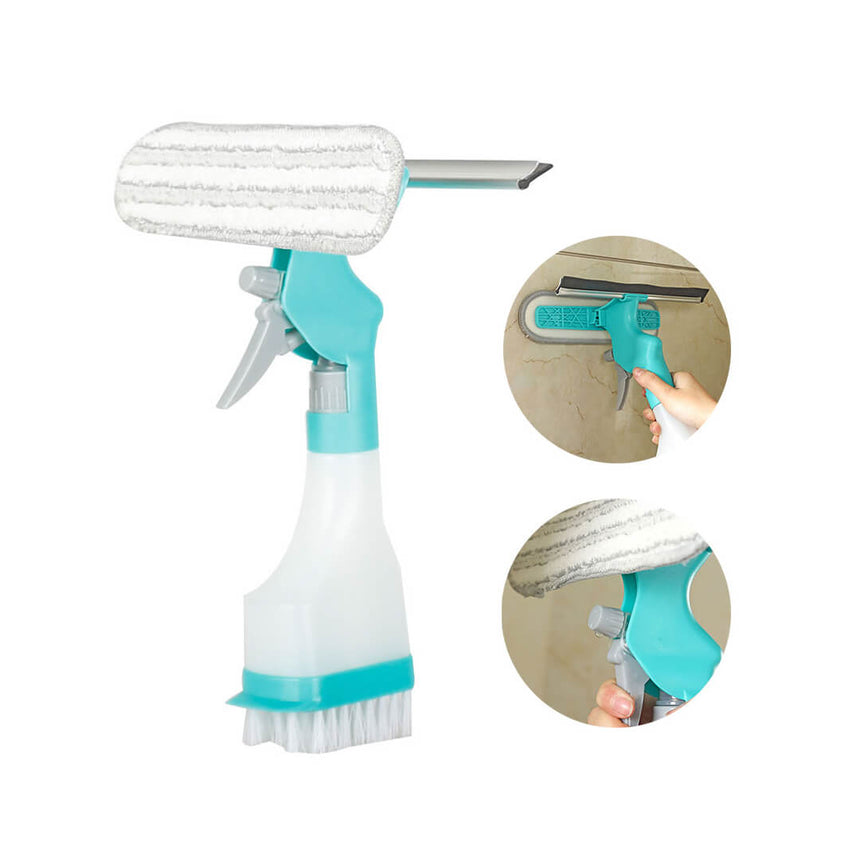 Window cleaning kit with 4-in-1 design for glass and mirrors
