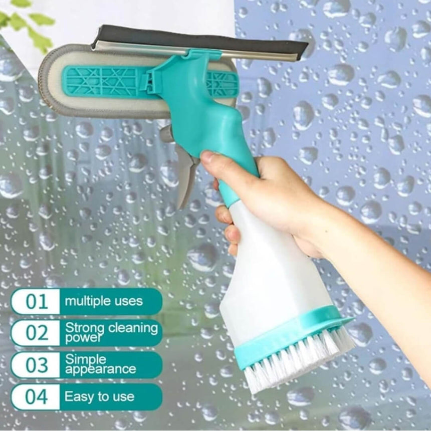 Spray and wipe window cleaner with silicone blade