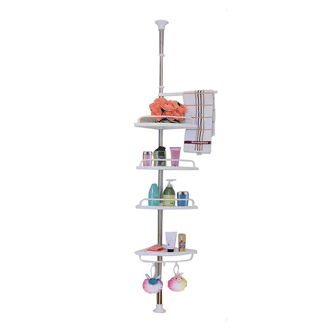 Expandable bathroom corner shelf for storage and organization