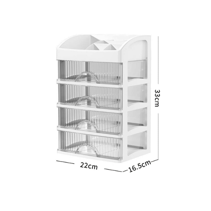 4-drawer plastic desk organizer for stationery and makeup