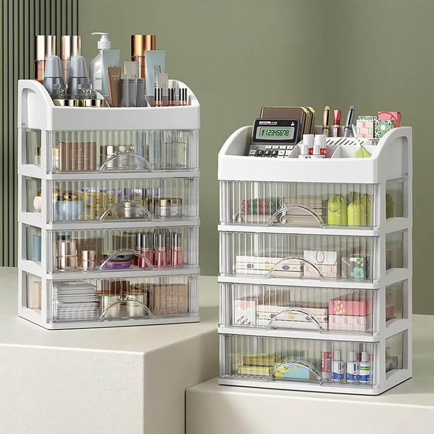 Plastic drawer organizer for pens and cosmetics