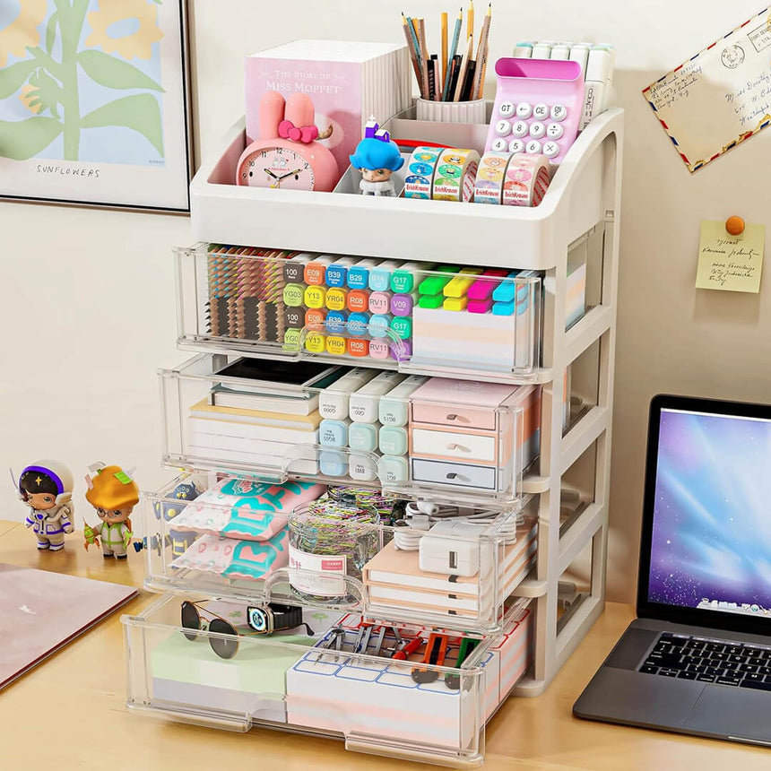 Office desk organizer for pens sticky notes and files